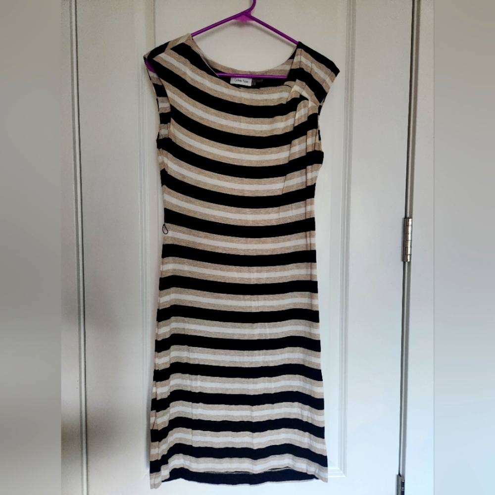 Calvin Klein Jersey Knit Striped Dress, Size 6